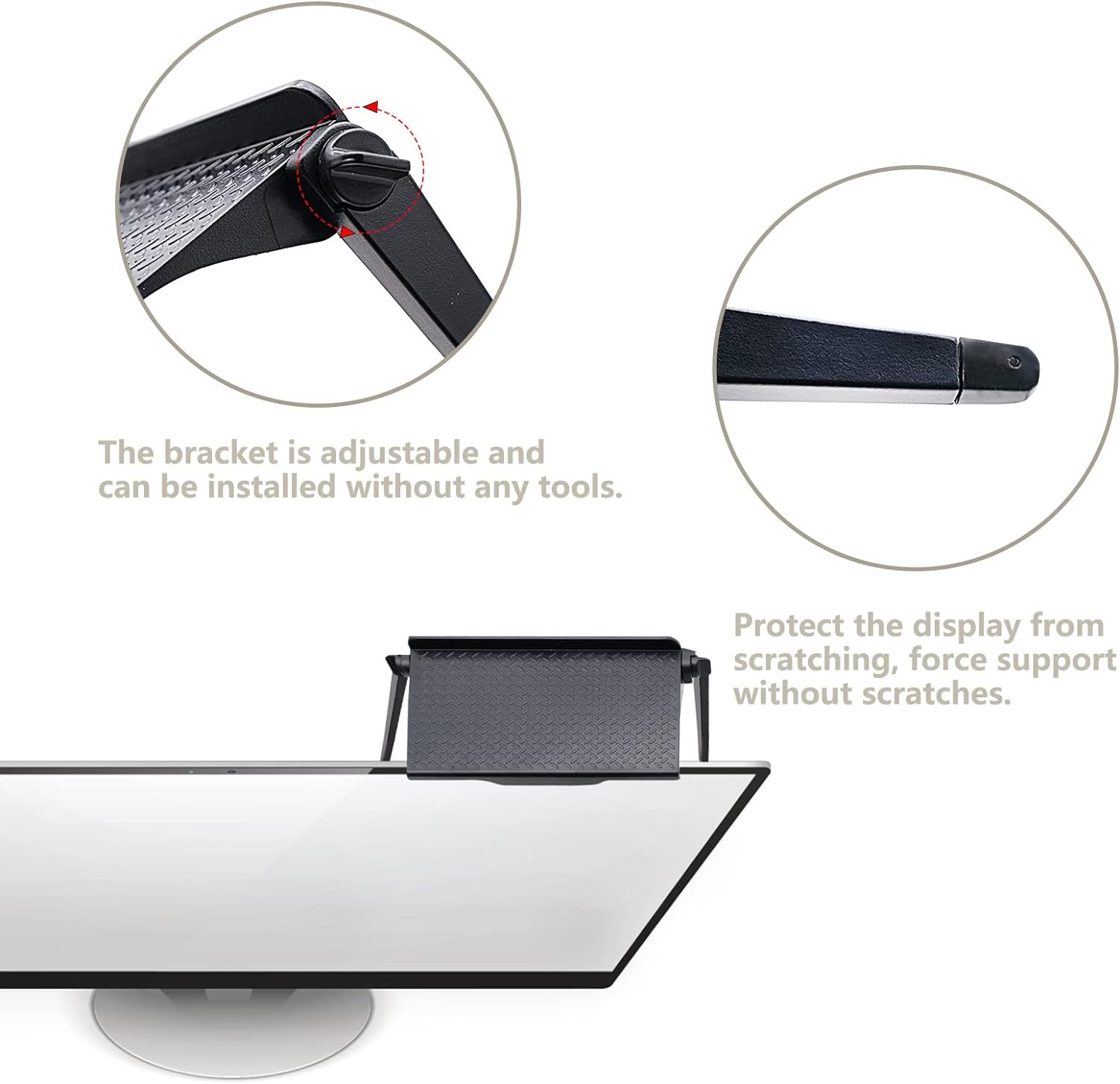 2 Pieces TV Top Shelf， Computer Screen Top Storage Bracket， Adjustable Monitor Top Shelf for Cellphone Stand， Streaming Devices， Media Boxes， Speakers， Game Console and Router - Image 4